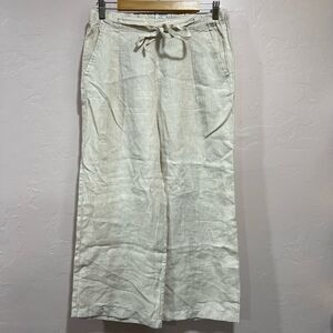 Sigrid Olsen Linen Pants Natural Beige Cropped Size Medium Tie Waist